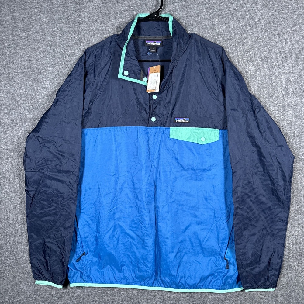 NEW Patagonia Houdini Snap-T Pullover Mens Large Port Blue Windbreaker NWT